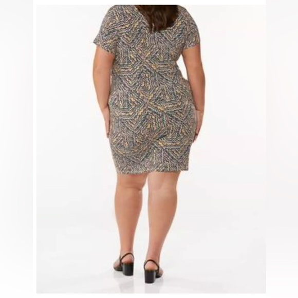 CATO Womens Abstract Print Faux Wrap Dress - Size L - Picture 3 of 11